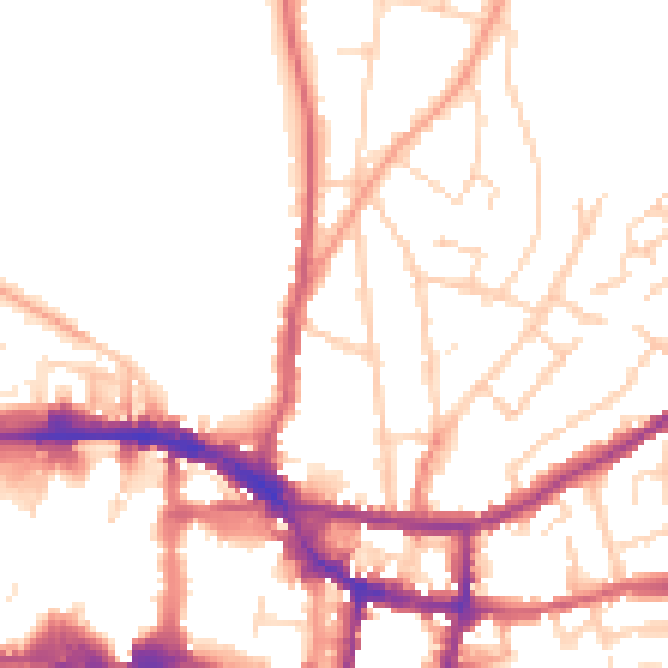 Daytime road noise heatmap for IP4 2BZ
