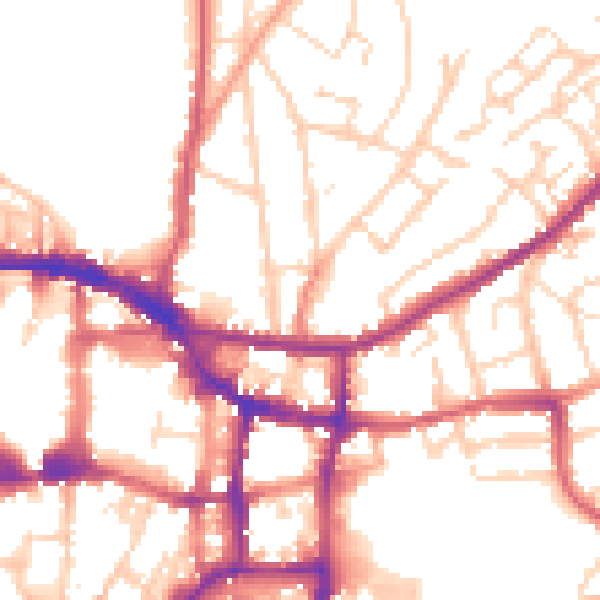 Daytime road noise heatmap for IP4 2EJ