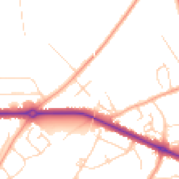 Daytime road noise heatmap for IP4 3BJ