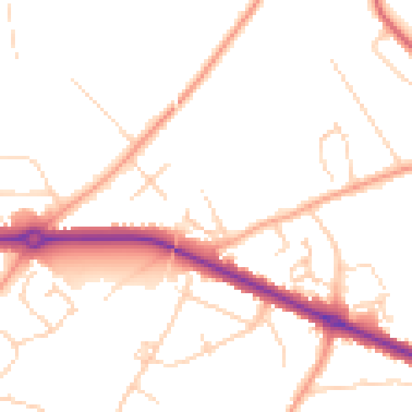 Daytime road noise heatmap for IP4 3BY