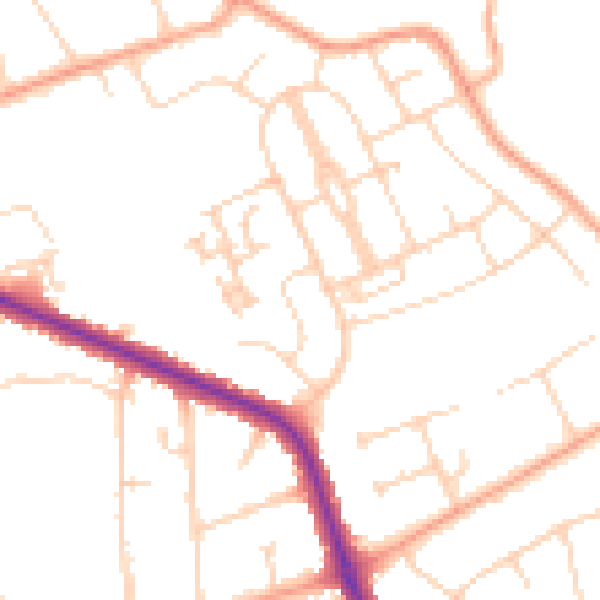 Daytime road noise heatmap for IP4 3EU