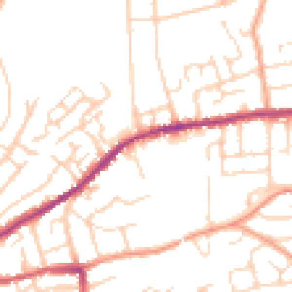 Daytime road noise heatmap for IP4 4BA