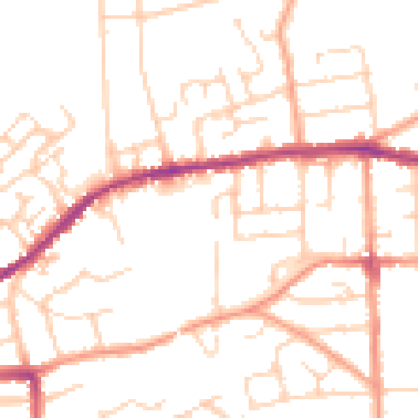 Daytime road noise heatmap for IP4 4ED