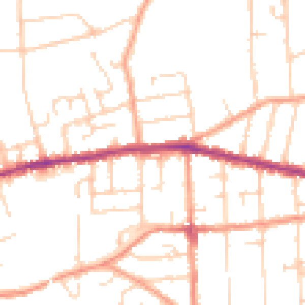 Daytime road noise heatmap for IP4 4EL