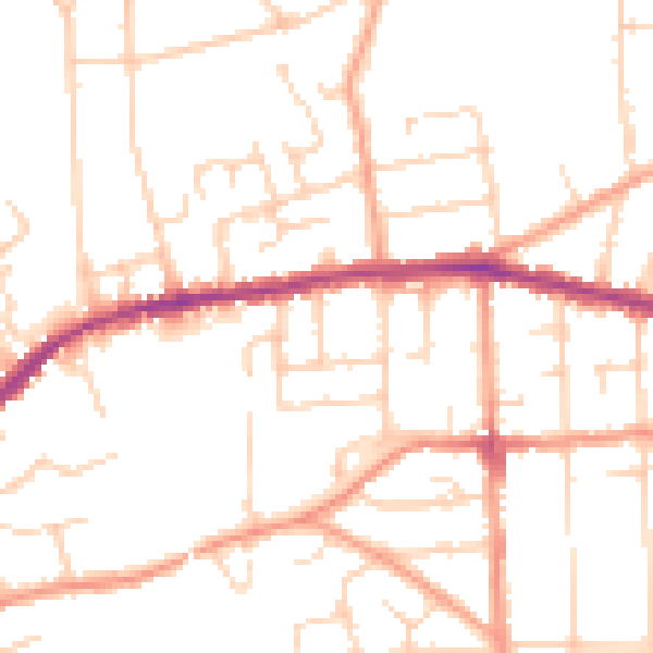 Daytime road noise heatmap for IP4 4EQ