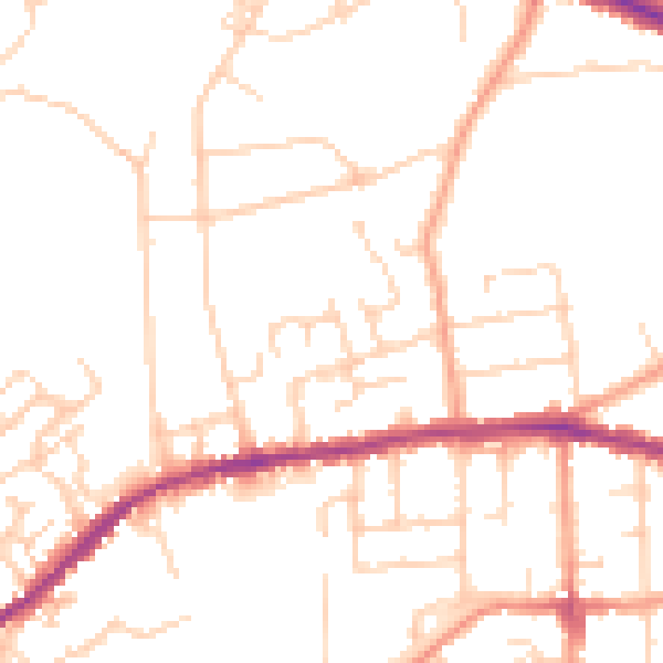 Daytime road noise heatmap for IP4 4HB