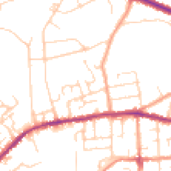Daytime road noise heatmap for IP4 4HE