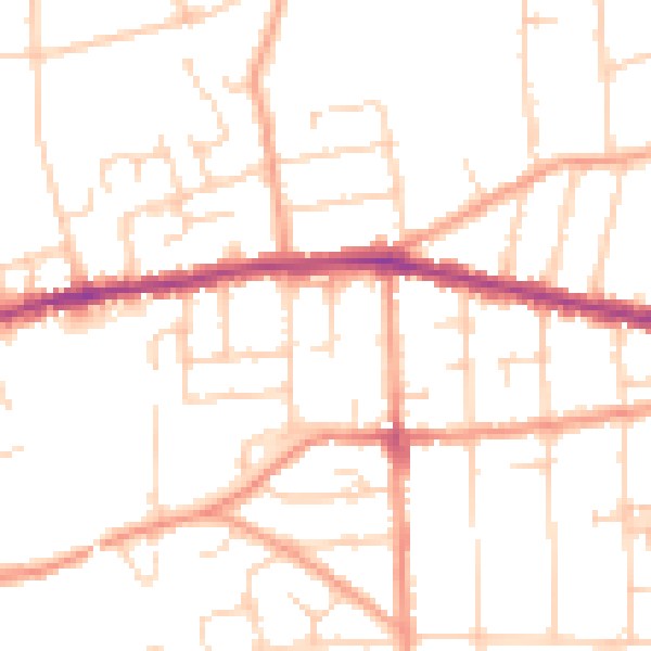 Daytime road noise heatmap for IP4 4HL