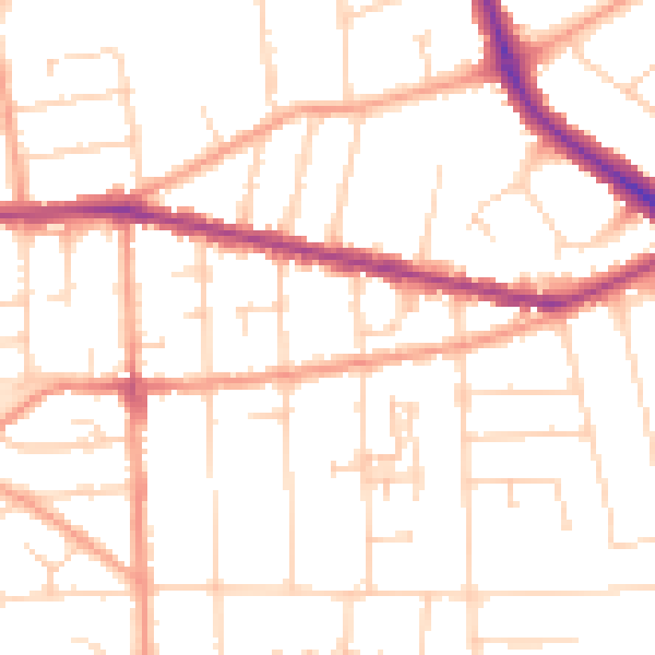 Daytime road noise heatmap for IP4 4PA