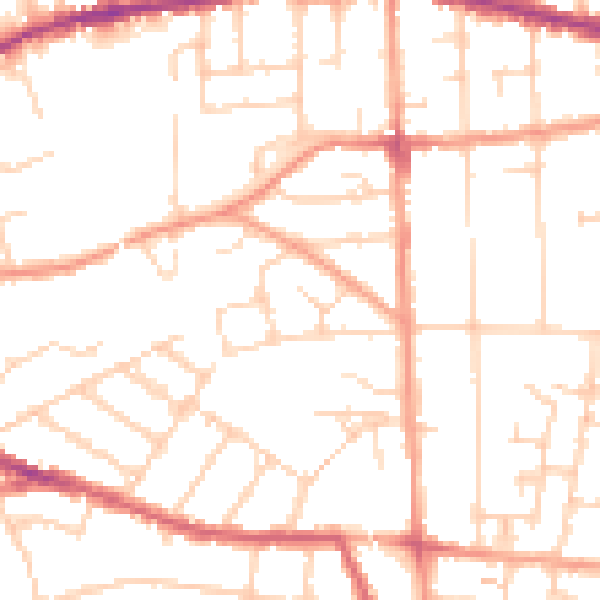 Daytime road noise heatmap for IP4 5AY