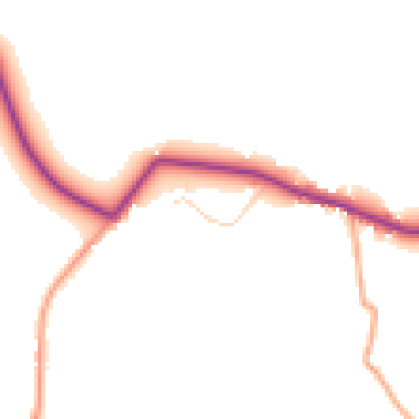 Daytime road noise heatmap for IP8 3PS