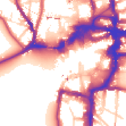 Daytime road noise heatmap for KT1 1AQ