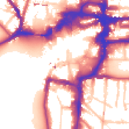 Daytime road noise heatmap for KT1 1BB