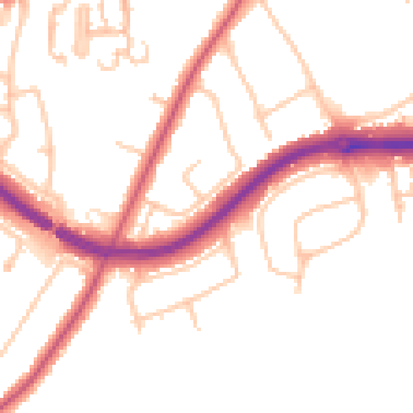 Daytime road noise heatmap for KT10 0AX
