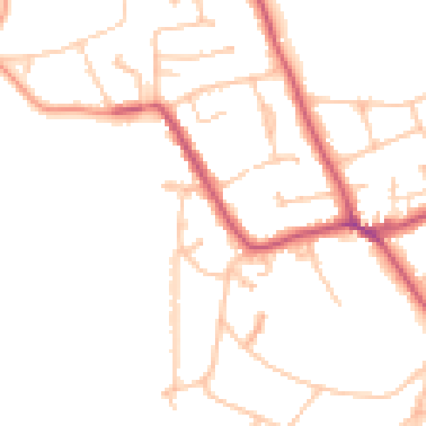 Daytime road noise heatmap for KT10 0RB
