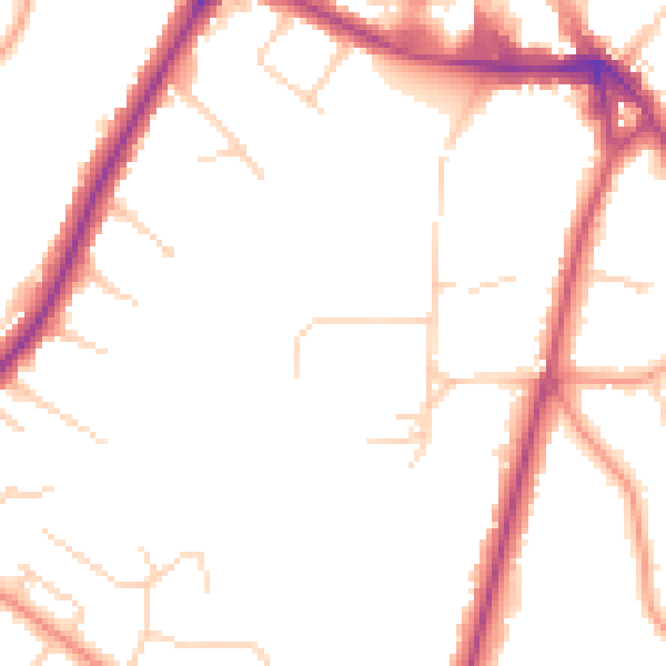 Daytime road noise heatmap for KT12 1EL