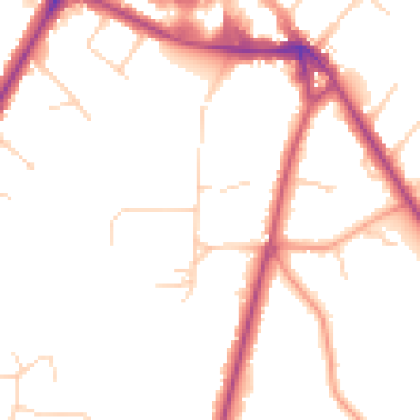 Daytime road noise heatmap for KT12 1ES