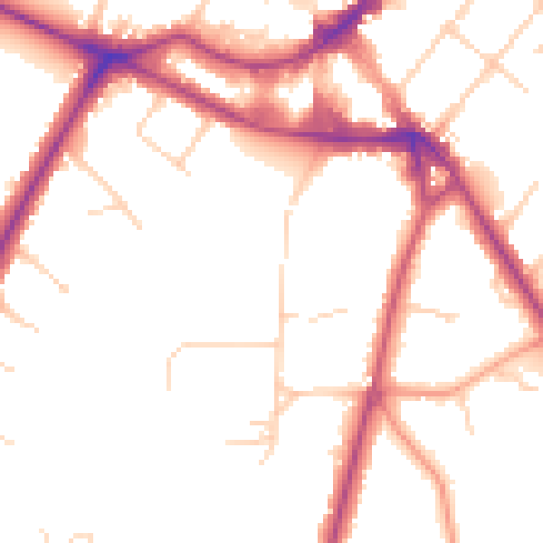 Daytime road noise heatmap for KT12 1ET