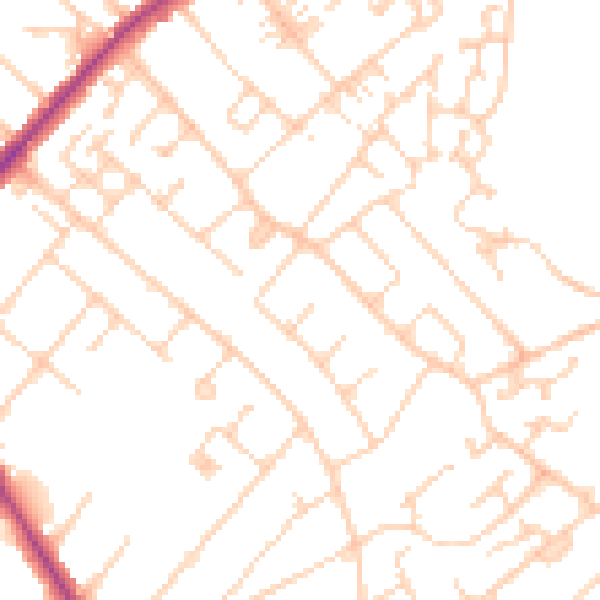 Daytime road noise heatmap for KT12 2AJ