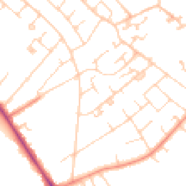 Daytime road noise heatmap for KT12 3LY