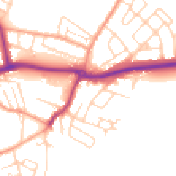 Daytime road noise heatmap for KT12 4ER