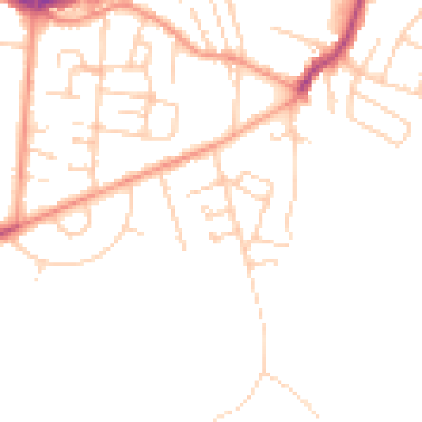Daytime road noise heatmap for KT12 4JG
