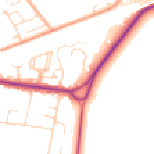Daytime road noise heatmap for KT13 0AJ
