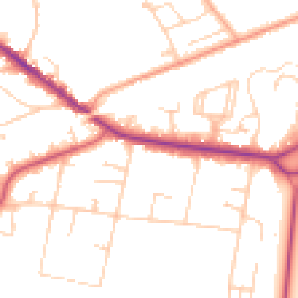 Daytime road noise heatmap for KT13 0AR