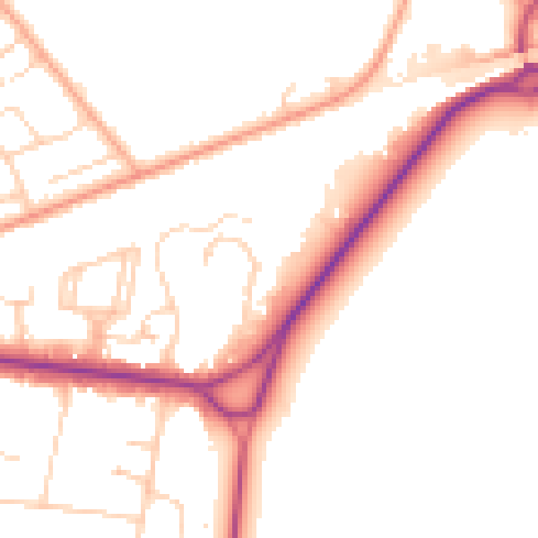 Daytime road noise heatmap for KT13 0AS