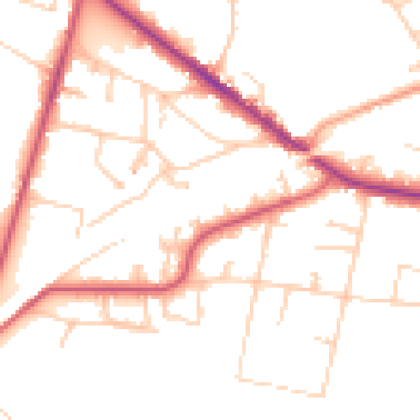 Daytime road noise heatmap for KT13 0DN