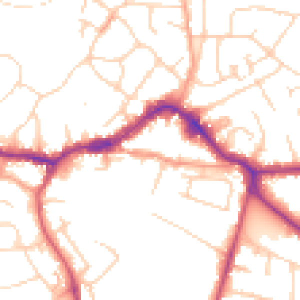 Daytime road noise heatmap for KT13 8AR