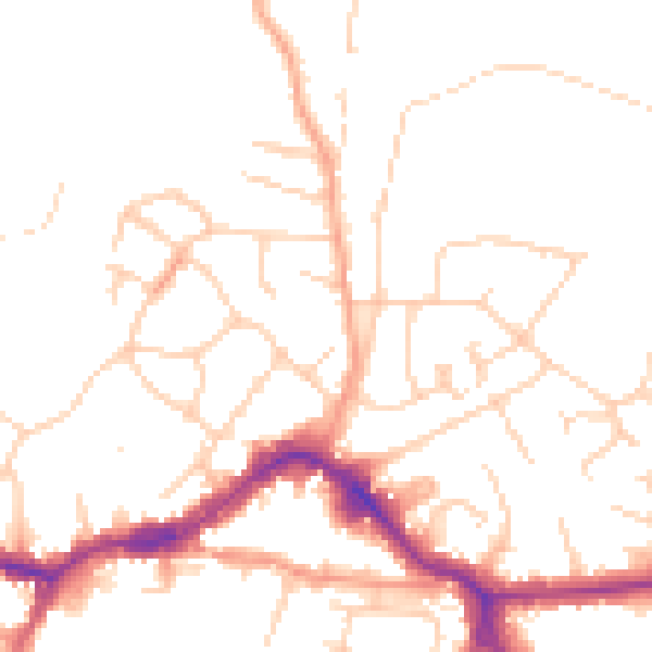 Daytime road noise heatmap for KT13 8JE