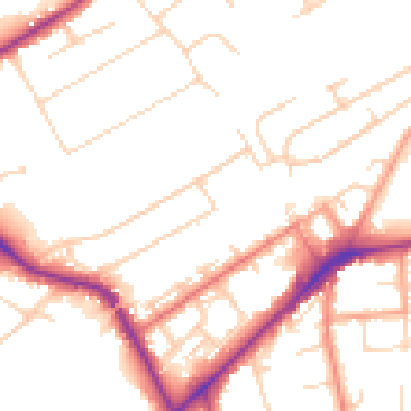Daytime road noise heatmap for KT14 6AJ