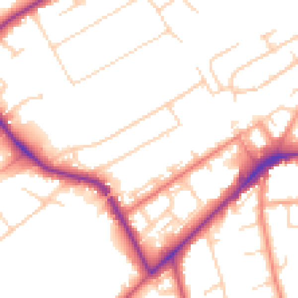 Daytime road noise heatmap for KT14 6AL