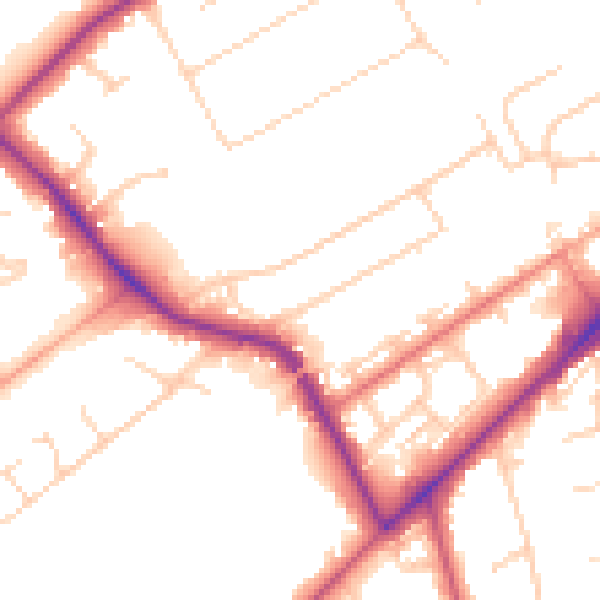 Daytime road noise heatmap for KT14 6AN