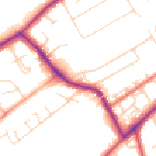Daytime road noise heatmap for KT14 6AS