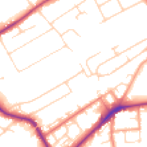 Daytime road noise heatmap for KT14 6AT