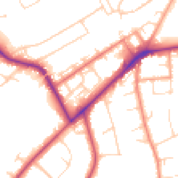 Daytime road noise heatmap for KT14 6BP