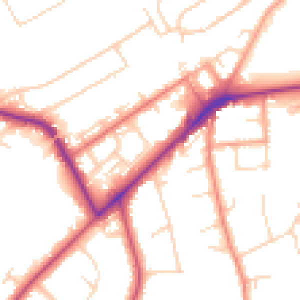 Daytime road noise heatmap for KT14 6BZ