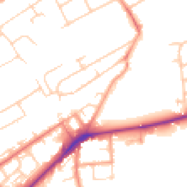Daytime road noise heatmap for KT14 6EQ