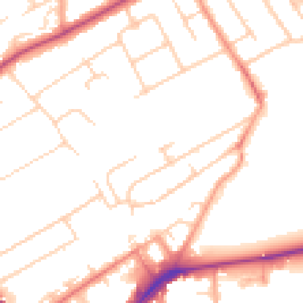 Daytime road noise heatmap for KT14 6FB