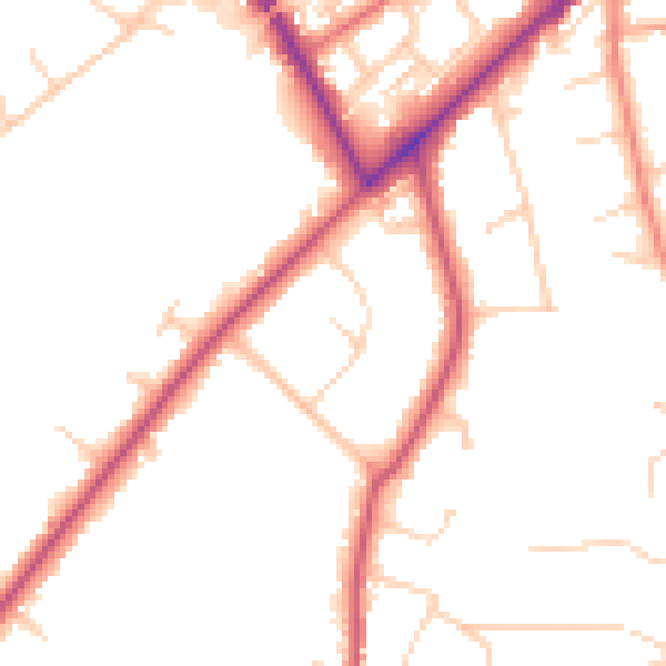Daytime road noise heatmap for KT14 6JT