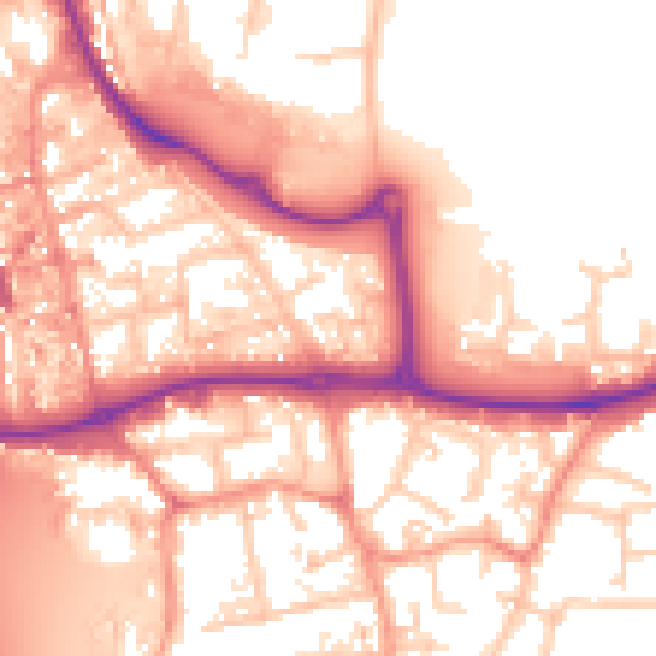 Daytime road noise heatmap for KT14 6SN