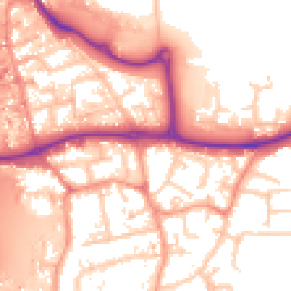 Daytime road noise heatmap for KT14 7HJ
