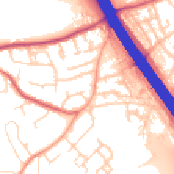 Daytime road noise heatmap for KT15 1BJ
