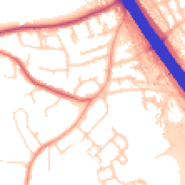 Daytime road noise heatmap for KT15 1DF