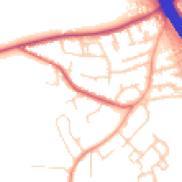 Daytime road noise heatmap for KT15 1DN