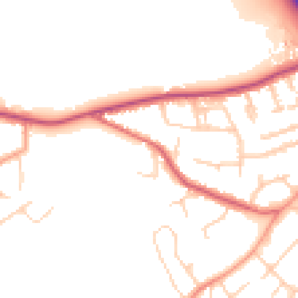 Daytime road noise heatmap for KT15 1DS