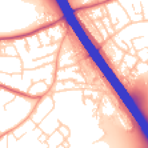 Daytime road noise heatmap for KT15 1JD