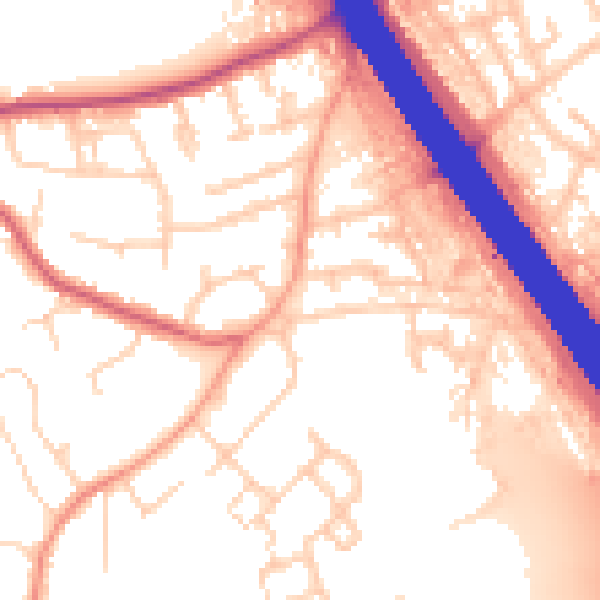 Daytime road noise heatmap for KT15 1JH